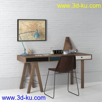 小黑板,垃圾桶,桌椅,台灯,相册,笔,笔记本,电脑,书架,钟,书本,箱子,花瓶,装饰品,书桌,写字桌,模型合集的图片3