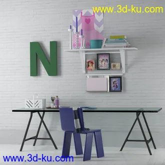 小黑板,垃圾桶,桌椅,台灯,相册,笔,笔记本,电脑,书架,钟,书本,箱子,花瓶,装饰品,书桌,写字桌,模型合集的图片5