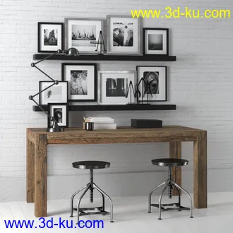 小黑板,垃圾桶,桌椅,台灯,相册,笔,笔记本,电脑,书架,钟,书本,箱子,花瓶,装饰品,书桌,写字桌,模型合集的图片6