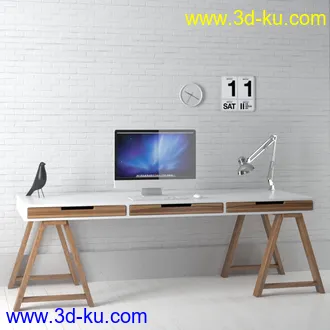 小黑板,垃圾桶,桌椅,台灯,相册,笔,笔记本,电脑,书架,钟,书本,箱子,花瓶,装饰品,书桌,写字桌,模型合集的图片8