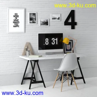 小黑板,垃圾桶,桌椅,台灯,相册,笔,笔记本,电脑,书架,钟,书本,箱子,花瓶,装饰品,书桌,写字桌,模型合集的图片19