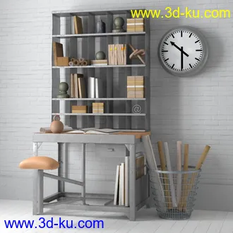 小黑板,垃圾桶,桌椅,台灯,相册,笔,笔记本,电脑,书架,钟,书本,箱子,花瓶,装饰品,书桌,写字桌,模型合集的图片21