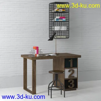 小黑板,垃圾桶,桌椅,台灯,相册,笔,笔记本,电脑,书架,钟,书本,箱子,花瓶,装饰品,书桌,写字桌,模型合集的图片24