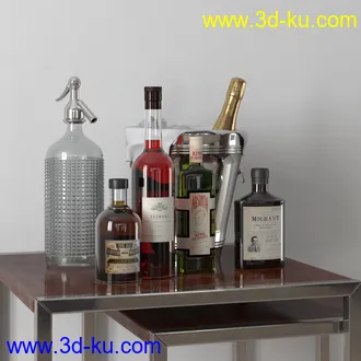 画笔,颜料,塑料瓶,花瓶,茶壶,茶杯,花,铁盒,蜡烛,酒瓶,洋酒,室内物品模型合集的图片
