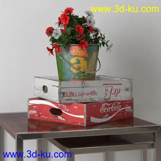 画笔,颜料,塑料瓶,花瓶,茶壶,茶杯,花,铁盒,蜡烛,酒瓶,洋酒,室内物品模型合集的图片