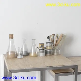 酒瓶,酒,铁盒,台灯,木盒,牙刷,蜡烛,杯子,圆珠笔,镜子,毛刷,画笔,颜料,餐具,物品模型合集的图片