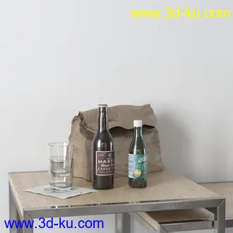 酒瓶,酒,铁盒,台灯,木盒,牙刷,蜡烛,杯子,圆珠笔,镜子,毛刷,画笔,颜料,餐具,物品模型合集的图片