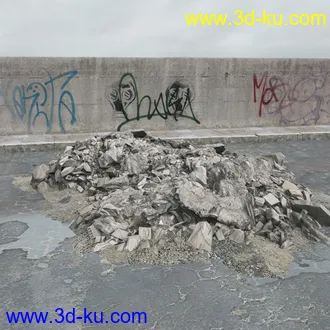 建筑垃圾,泥沙,碎石,沙石,砖头,断裂的混凝土,岩石,砖瓦,土石堆,倒塌的建筑,废弃的乱石堆,模型合集的图片1