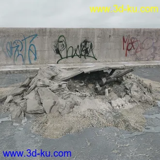 建筑垃圾,泥沙,碎石,沙石,砖头,断裂的混凝土,岩石,砖瓦,土石堆,倒塌的建筑,废弃的乱石堆,模型合集的图片3