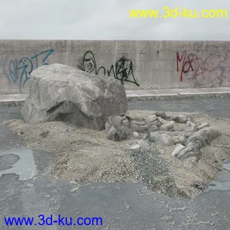建筑垃圾,泥沙,碎石,沙石,砖头,断裂的混凝土,岩石,砖瓦,土石堆,倒塌的建筑,废弃的乱石堆,模型合集的图片8