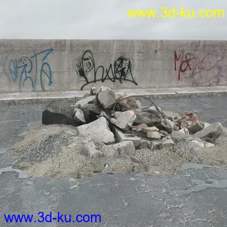 建筑垃圾,泥沙,碎石,沙石,砖头,断裂的混凝土,岩石,砖瓦,土石堆,倒塌的建筑,废弃的乱石堆,模型合集的图片12