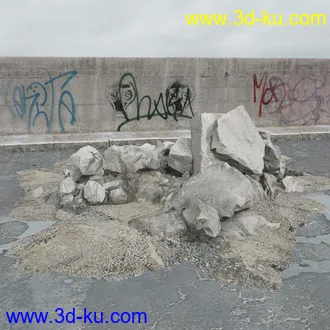 建筑垃圾,泥沙,碎石,沙石,砖头,断裂的混凝土,岩石,砖瓦,土石堆,倒塌的建筑,废弃的乱石堆,模型合集的图片13