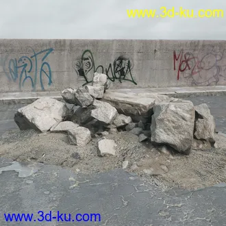 建筑垃圾,泥沙,碎石,沙石,砖头,断裂的混凝土,岩石,砖瓦,土石堆,倒塌的建筑,废弃的乱石堆,模型合集的图片14