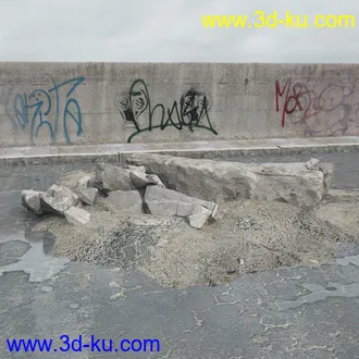 建筑垃圾,泥沙,碎石,沙石,砖头,断裂的混凝土,岩石,砖瓦,土石堆,倒塌的建筑,废弃的乱石堆,模型合集的图片15