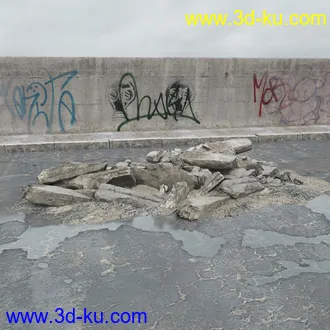 建筑垃圾,泥沙,碎石,沙石,砖头,断裂的混凝土,岩石,砖瓦,土石堆,倒塌的建筑,废弃的乱石堆,模型合集的图片16