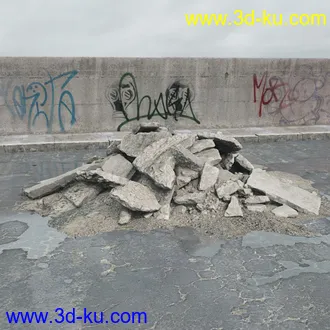 建筑垃圾,泥沙,碎石,沙石,砖头,断裂的混凝土,岩石,砖瓦,土石堆,倒塌的建筑,废弃的乱石堆,模型合集的图片17