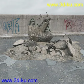 建筑垃圾,泥沙,碎石,沙石,砖头,断裂的混凝土,岩石,砖瓦,土石堆,倒塌的建筑,废弃的乱石堆,模型合集的图片