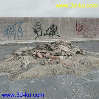 建筑垃圾,泥沙,碎石,沙石,砖头,断裂的混凝土,岩石,砖瓦,土石堆,倒塌的建筑,废弃的乱石堆,模型合集的图片