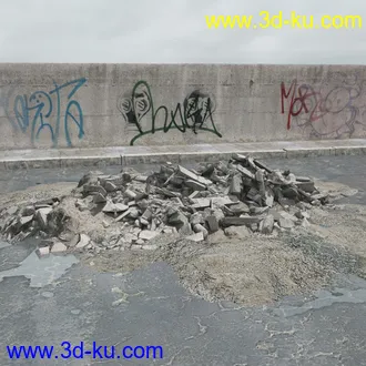 建筑垃圾,泥沙,碎石,沙石,砖头,断裂的混凝土,岩石,砖瓦,土石堆,倒塌的建筑,废弃的乱石堆,模型合集的图片