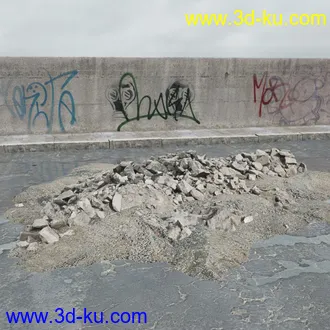建筑垃圾,泥沙,碎石,沙石,砖头,断裂的混凝土,岩石,砖瓦,土石堆,倒塌的建筑,废弃的乱石堆,模型合集的图片