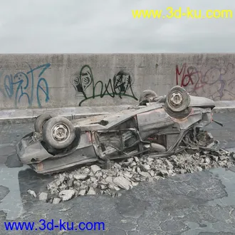 垃圾堆,生锈的铁桶,旧帆布,旧桌子,废弃的桌椅,废弃的汽车,变形的旧汽车,推土机,泥沙,模型合集的图片