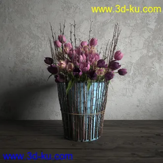 鲜花模型,花瓶,花盆,花樽,盆景,盆栽,模型,绿色植物,室内植物模型合集的图片4