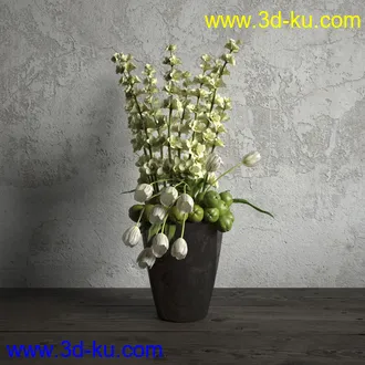 鲜花模型,花瓶,花盆,花樽,盆景,盆栽,模型,绿色植物,室内植物模型合集的图片20