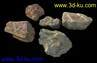 石头模型,岩石,花岗岩,砂岩,砾岩,页岩,大理石,花岗岩,石英岩,板岩,苔藓,青苔,模型合集的图片2