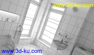 厕所场景,厕所模型,卫生间模型,卫生间场景,浴室模型,3D模型的图片