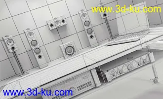 音响模型,音箱模型,笔记本电脑,功放模型,3D模型的图片