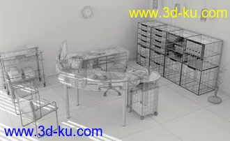 办公室模型,办公室场景,公办物品模型,工作室场景,工作间模型,3D模型的图片