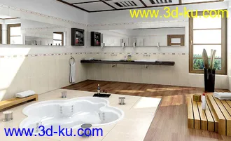 浴室模型,浴室场景,洗澡间,洗澡室,浴池模型,3D模型的图片