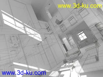 别墅室内模型,复式房子,沙发模型,室内场景,3D模型的图片