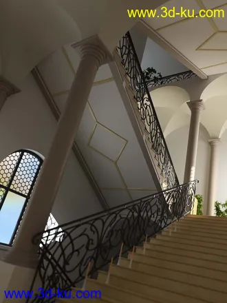 楼梯模型,栏杆,楼梯扶手,楼梯场景,楼梯建筑,罗马柱,3D模型的图片