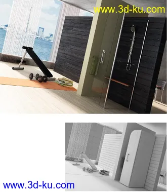 海边洗澡间3D场景模型的图片