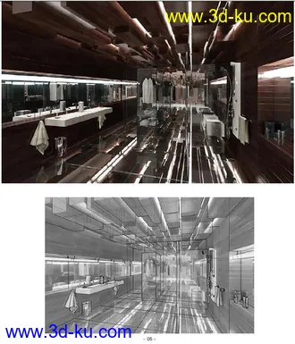 厕所场景,浴室模型,3D模型的图片