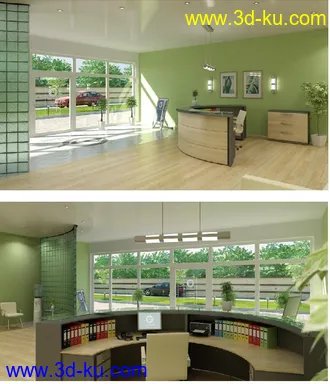 公司场景,办公场景模型,公司前台,接待场景,3D模型的图片