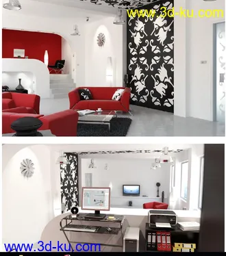 公寓场景模型,小形工作室,室内模型,3D模型的图片