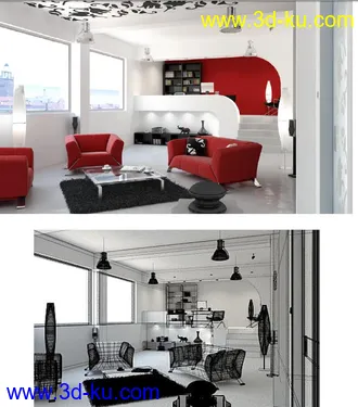 公寓场景模型,小形工作室,室内模型,3D模型的图片