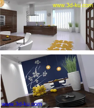 食堂模型,就餐室场景,饭堂模型,3D模型的图片