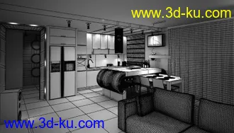 公寓模型,公寓场景,3D模型的图片