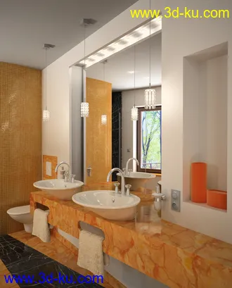 卫生间模型,卫生间场景,洗浴间,浴室模型,3D模型的图片