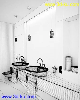 卫生间模型,卫生间场景,洗浴间,浴室模型,3D模型的图片