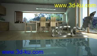 厨房场景模型,饭桌,饭厅模型,3D模型的图片
