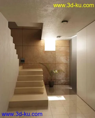 楼梯场景,过道模型,3D模型的图片