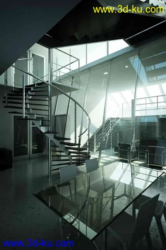 复式楼层,铁艺,办公室,工作室场景,3D模型的图片