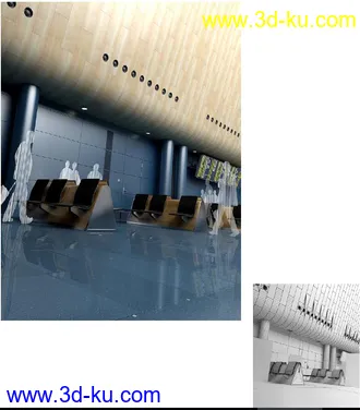 公共场景,候车间,候车大厅,候机大厅,3D模型的图片