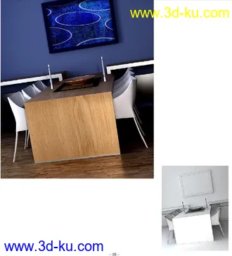 饭桌场景,烛光晚餐模型,3D模型的图片