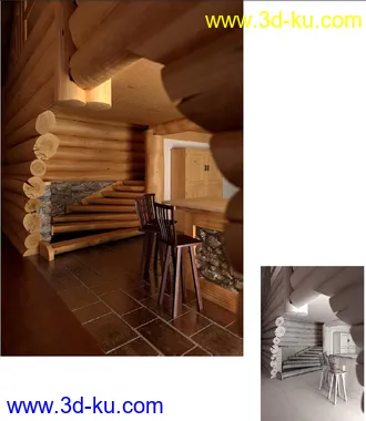 木房子场景,木屋,全木房子,创意木屋模型,3D模型的图片