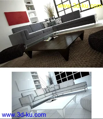 客厅场景,客厅模型,布艺沙发,3D模型的图片